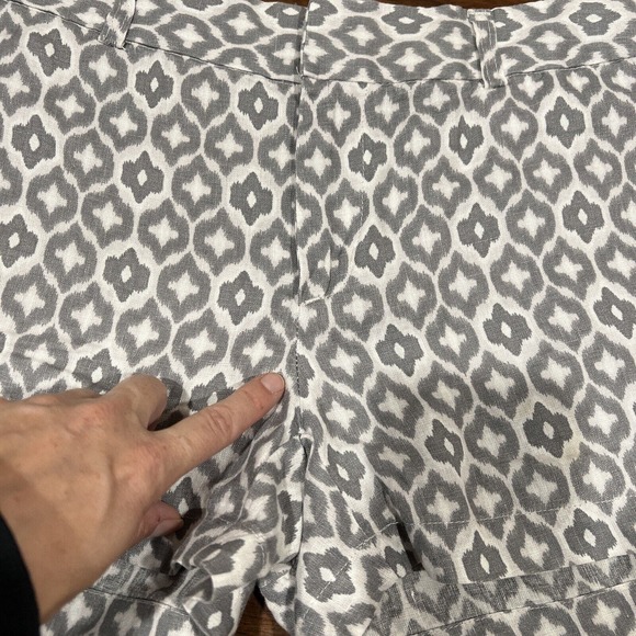 Cynthia Rowley Shorts Women 6 Gray Geometric Pattern Linen - Picture 6 of 14